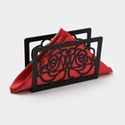 Салфетница Доляна «Цветы», 15×4×10 см, чёрная - Фото 1