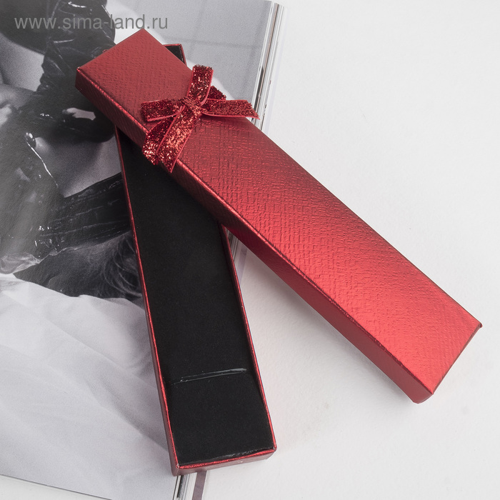 Коробочка подарочная под браслет/часы/цепочку "Сияние", 21*4 (размер полезной части 20,5х4см), цвет красный - Фото 1