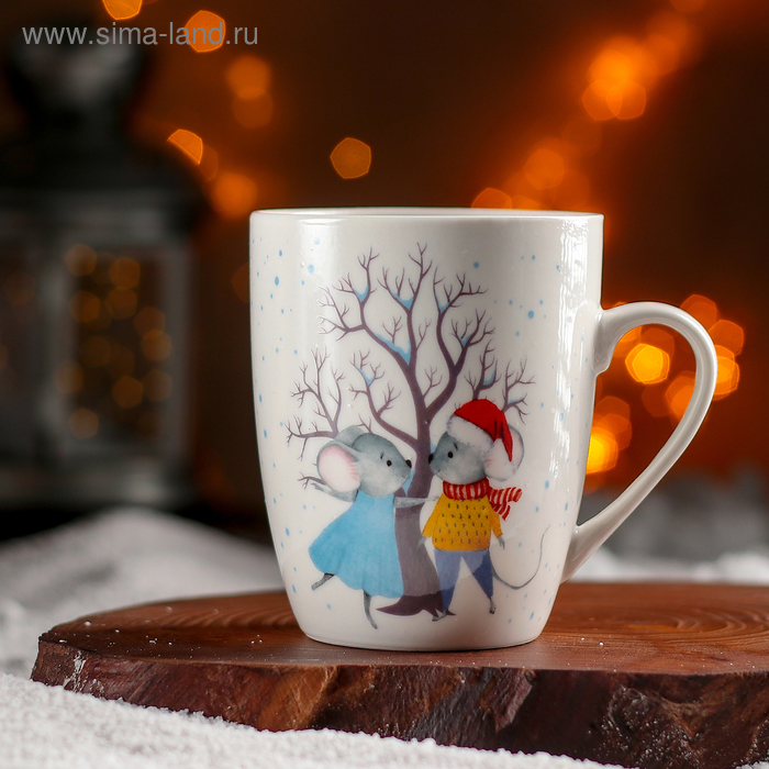 Кружка фарфоровая Доляна «Влюблённые мышата», 350 мл - Фото 1