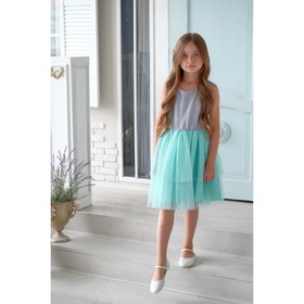 Платье нарядное детское KAFTAN, рост 86-92 см (28), серый, бирюзовый