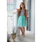 Платье нарядное детское KAFTAN, рост 86-92 см (28), серый, бирюзовый - фото 809630581