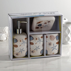 Набор аксессуаров для ванной комнаты «Морская звезда», 4 предмета (дозатор, мыльница, 2 стакана), цвет бежевый - Фото 4