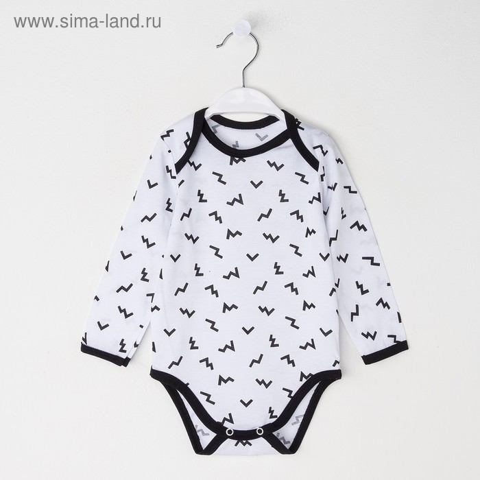 Боди для мальчика, цвет белый/зигзаг, рост 74-48) - Фото 1