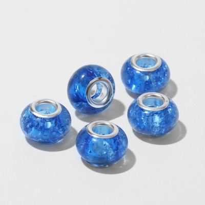 Бусина «Сахарный кварц», цвет синий в серебре
