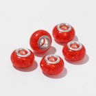 Шарм бусина «Сахарный кварц», красная в серебре - Фото 1