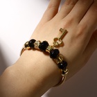 Браслет ассорти «Марджери» ключ, цвет чёрно-золотой в золоте, d=6.5 см - Фото 1