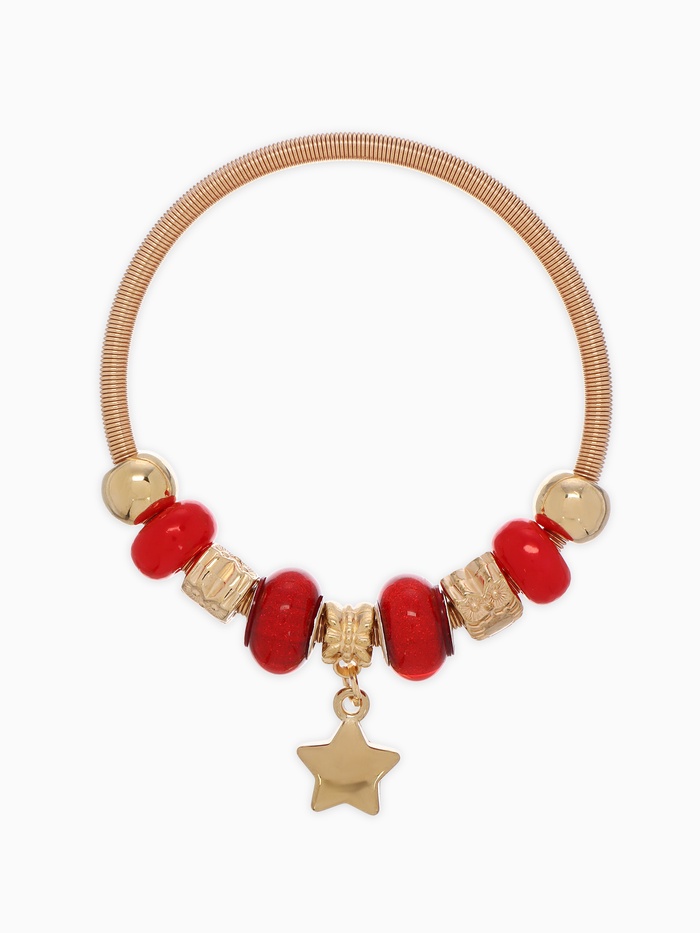 Браслет с шармами «Марджери» звезда, красный в золоте, d=6.5 см - Фото 1