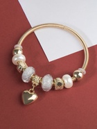 Браслет с шармами «Марджери» сердце, жемчуг, серебристо-белый в розовом золоте, d=6.5 см - Фото 6