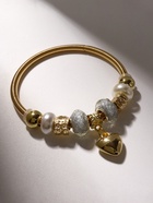 Браслет с шармами «Марджери» сердце, жемчуг, серебристо-белый в розовом золоте, d=6.5 см - Фото 7