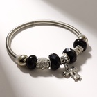 Браслет с шармами «Марджери» бант, чёрный в серебре, d=6.5 см - Фото 1