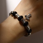 Браслет с шармами «Марджери» бант, чёрный в серебре, d=6.5 см - Фото 2