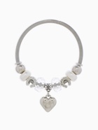 Браслет с шармами «Марджери» сердце, жемчуг, белый в серебре, d=6.5 см - Фото 1