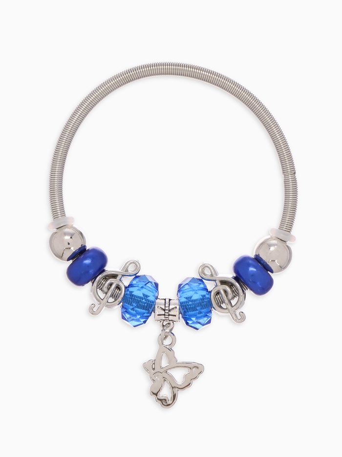 Браслет с шармами «Марджери» бабочка, синий в серебре, d=6.5 см - Фото 1
