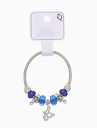 Браслет с шармами «Марджери» бабочка, синий в серебре, d=6.5 см - фото 23519296