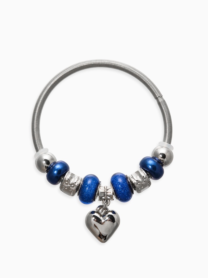 Браслет ассорти «Марджери» сердце, сине-морской в серебре, d=6.5 см - Фото 1