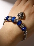 Браслет ассорти «Марджери» сердце, сине-морской в серебре, d=6.5 см - Фото 2