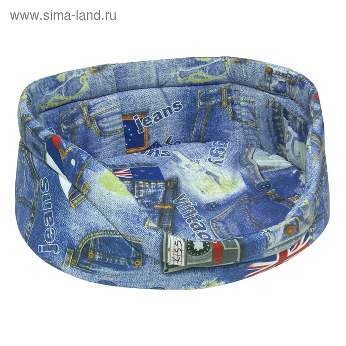 Лежанка "Зооник" большая, бязь, 50 х 45 х 19 см, расцветка Джинс, микс - Фото 1