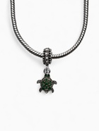 Шарм подвеска «Черепашка», зелёный в серебре - Фото 1