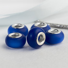 Бусина "Матовый стиль" под фосфорный агат 1,4 х 0,9см, цвет синий в серебре - Фото 1