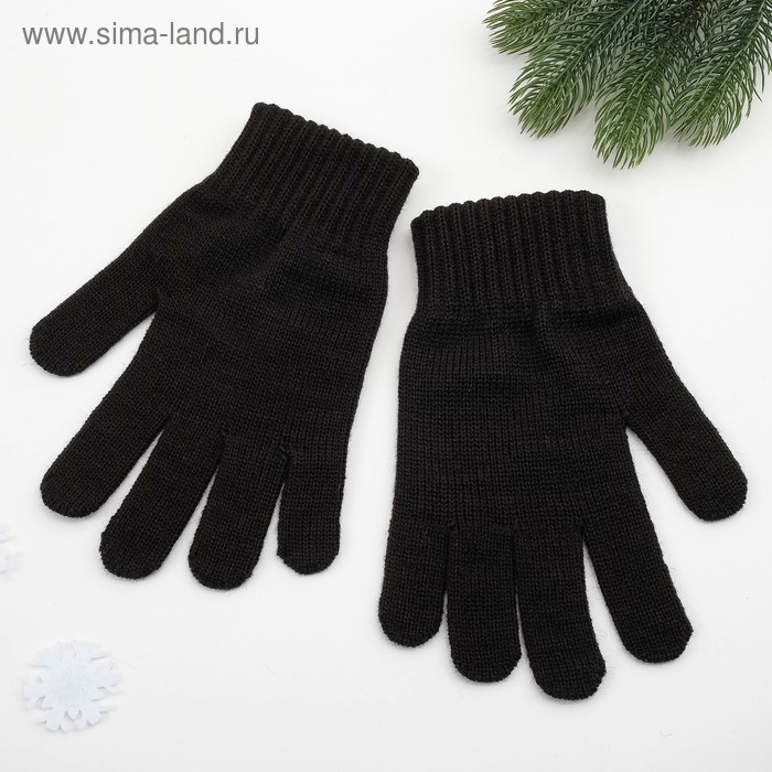Перчатки мужские, цвет чёрный, размер 22 - Фото 1