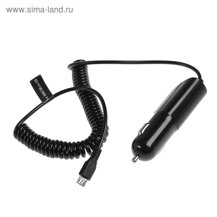 Автомобильное зарядное устройство Seven, micro USB, 1 A, 1 м, черное - Фото 1