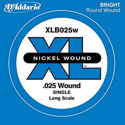 Отдельная струна для бас-гитары D'Addario XLB025W Nickel Wound никелированная, .025