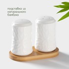 Набор фарфоровый для специй на бамбуковой подставке BellaTenero «Кракле», 2 предмета: солонка, перечница, цвет белый - Фото 2