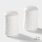 Набор фарфоровый для специй на бамбуковой подставке BellaTenero «Кракле», 2 предмета: солонка, перечница, цвет белый - Фото 3