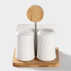 Набор фарфоровый для специй BellaTenero, 4 предмета: солонка, перечница, салфетница, подставка-держатель, белый - Фото 3