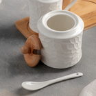 Набор фарфоровый сервировочный на деревянной подставке Доляна «Кракле», 2 предмета: молочник 170 мл, сахарница с ложкой, цвет белый - фото 8490623