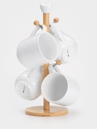 Набор кружек на деревянной подставке BellaTenero, 4 предмета: 400 мл, фарфор, белый - Фото 1