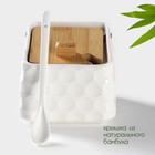 Банка для сыпучих BellaTenero, 800 мл, 14.5×11 см, с ложкой, с бамбуковой крышкой, фарфор, белая - Фото 2