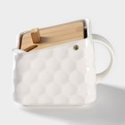 Банка для сыпучих BellaTenero, 800 мл, 14.5×11 см, с ложкой, с бамбуковой крышкой, фарфор, белая - Фото 3