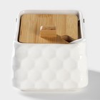 Банка для сыпучих BellaTenero, 800 мл, 14.5×11 см, с ложкой, с бамбуковой крышкой, фарфор, белая - Фото 6