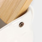 Банка для сыпучих BellaTenero, 800 мл, 14.5×11 см, с ложкой, с бамбуковой крышкой, фарфор, белая - Фото 5