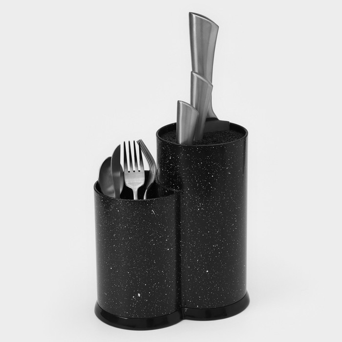 Подставка для ножей с наполнителем Доляна «Зефир», 20×11×22 см, цвет чёрный - фото 1907035116