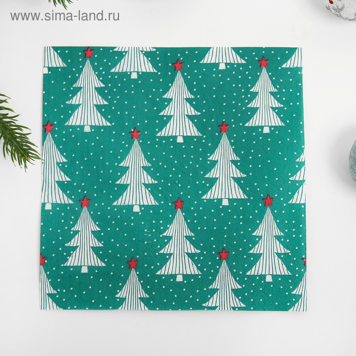 Салфетки бумажные «Новогодние ёлки», набор 20 шт. - Фото 1