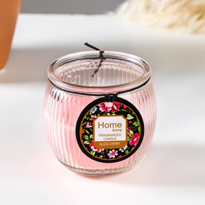 Ароматическая свеча в стакане 7×5.5 см, цветы, розовый