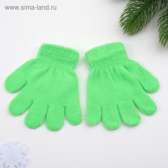 Перчатки детские MINAKU "Радуга", р.12, цв.неоновый зелёный - Фото 1