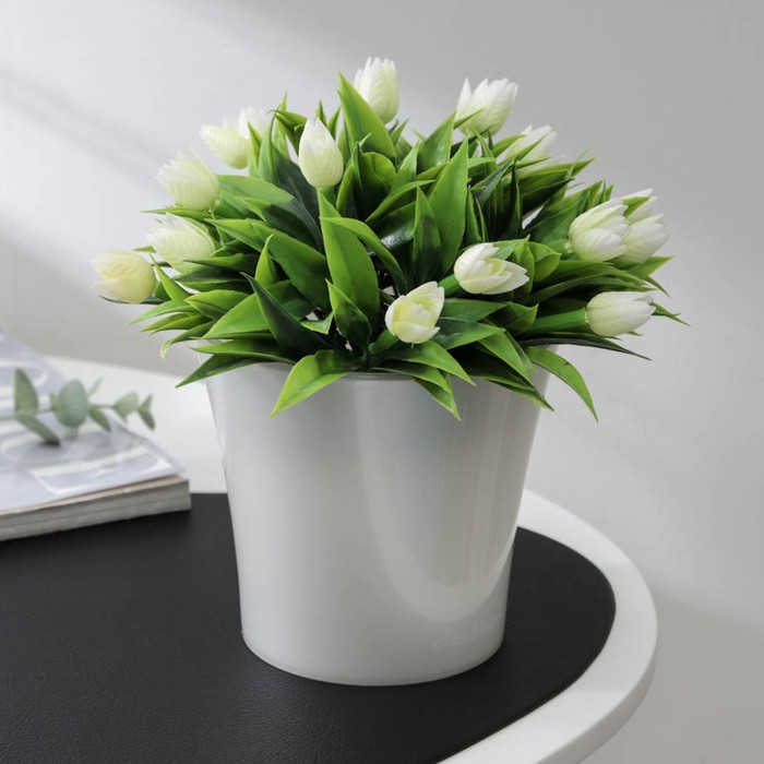 Кашпо для цветов со вставкой «Арте», 1.2 л, цвет жемчуг-прозрачный - Фото 1