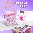 Подарочный набор для девочки «Мяу», сумка, брошь, цвет розовый - фото 321064031