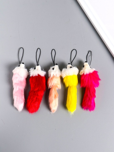 Брелок для ключей на подвеске «Пушистик. Мышонок цветной с белой мордочкой», на сумку, рюкзак, 12×3.5×3.5 см, МИКС