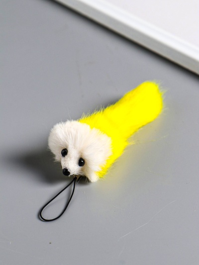 Брелок для ключей на подвеске «Пушистик. Мышонок цветной с белой мордочкой», на сумку, рюкзак, 12×3.5×3.5 см, МИКС