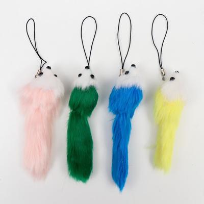 Брелок для ключей на подвеске «Пушистик. Мышонок цветной с белой мордочкой», на сумку, рюкзак, 12×3.5×3.5 см, МИКС