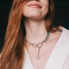 Кулон с жемчугом «Цепь» звено, 32 см, белый в серебре - Фото 5