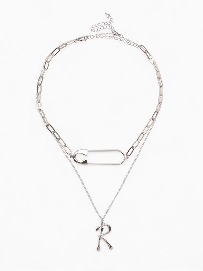 Кулоны «Цепь и буква R», 2 шт., цвет серебро, 56 см