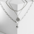 Кулон «Цепь» медальон и сфера, цвет серебро, 60см - Фото 2