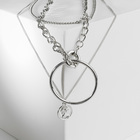 Кулон «Цепь» крупное кольцо с медальоном, цвет серебро, 66 см - фото 8490957
