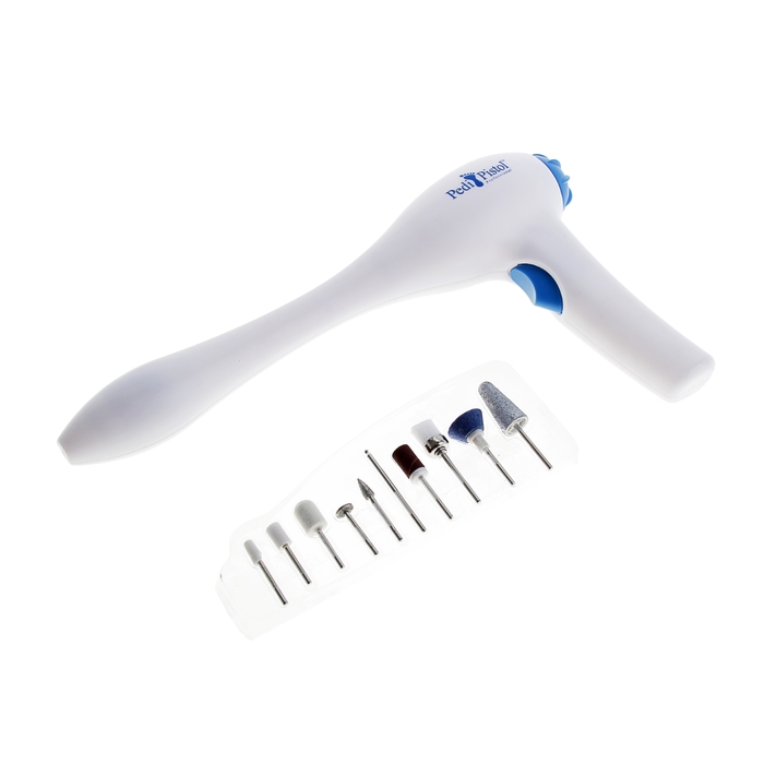 Аппарат для маникюра 27см , 10 насадок, 2хАА, белый - Фото 1