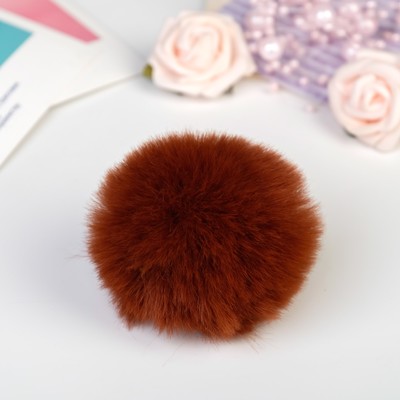 Помпон искусственный мех «Красно-бурый», d=7 см